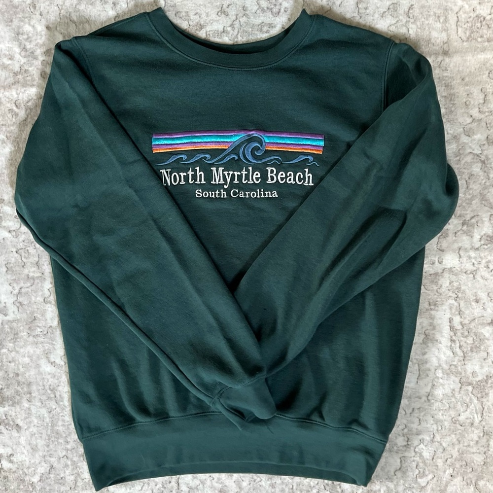 North Myrtle Beach Green Embroidered Crewneck